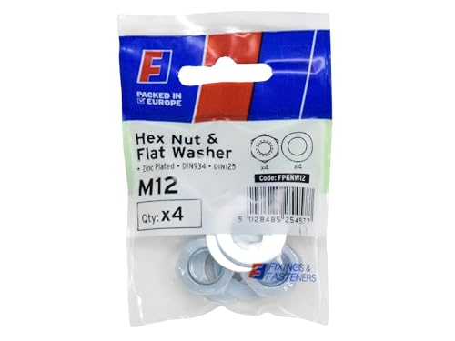 Forgefix Mutter und Unterlegscheibe M12 ForgePack 4, hell verzinkt für erhöhte Korrosionsbeständigkeit von Forgefix