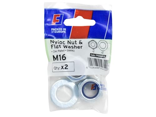 Forgefix Nyloc-Mutter und Unterlegscheibe M16 ForgePack 2, hell verzinkt für erhöhte Korrosionsbeständigkeit von Forgefix