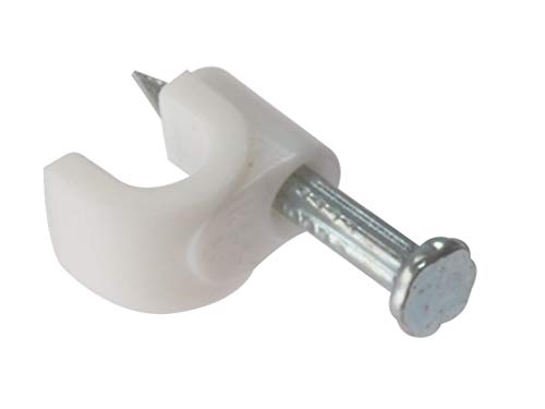 ForgeFix Cable Clips - Round | 4-5mm | White Plastic Clip, Zinc Plated Nail | Box 200 von Forgefix