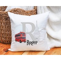 Personalisiertes London Bus Kissen, Big Ben Kissen Geschenk, Ruhestandsgeschenk von Forgetmeknotwales