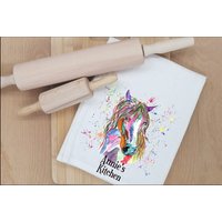 Personalisiertes Pferde T-Handtuch, Aquarell Geschenke Für Zuhause, Homewear Geschenke von Forgetmeknotwales