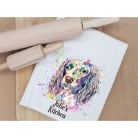 Personalisiertes Spaniel T-Handtuch, Aquarell Springer Geschenke Für Zuhause, Homewear Geschenke. Hunde Geschenke von Forgetmeknotwales