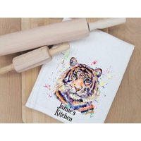 Personalisiertes Tiger T-Handtuch, Aquarell Geschenke Für Zuhause, Homewear Geschenke von Forgetmeknotwales