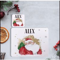 Santa Weihnachten Tischset Und Untersetzer Set, Personalisiertes Tischset von Forgetmeknotwales