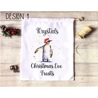 Weihnachtsabend Leckerlitasche, Personalisierte Weihnachtsgeschenktasche, Twas The Night Before Christmas Familien Leckerli Tasche, Pinguin Design von Forgetmeknotwales