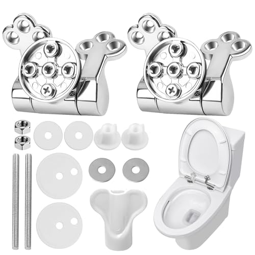 Forhandy 2 Set WC Sitz Scharnier Zink Legierung Toilettendeckel Scharniere mit Absenkautomatik für WC Sitz Abdeckung Deckel Absenkautomatik Nachrüsten aus Zinklegierung für Toilettensitz von Forhandy