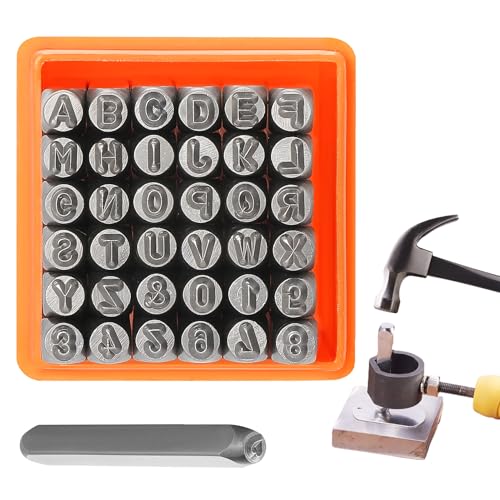 Forhandy 37 Stück Schlagzahlen 3mm Set, Schlagbuchstaben Metallstempel Stahlwerkzeug Prägestempel, Schlagstempel Zahlen zum Stempeln von Metall Holz Leder Kunststoff von Forhandy