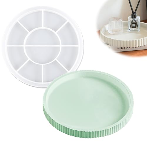 Forhandy Silikonform Schale, Silikonformen Gießformen Tablett Silikonform Teller, Gießform Silikon mit Rillen, Gießform Teller Tablett für Herstellung von Obst Tee Tablett Schmuck Teller Handwerk von Forhandy