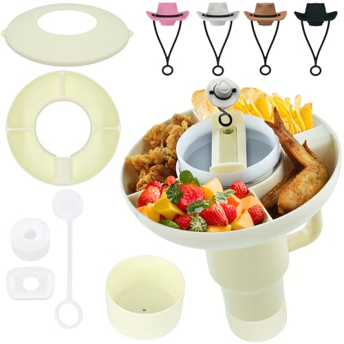 Forhandy Snackschale für Stanley Cup 40oz, Silikon Snackteller mit Deckel und Strohhalm Abdeckung Accessories von Forhandy