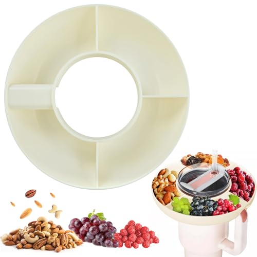 Snackteller für Stanley Cup 40oz, Silikon Snack Tablett mit 4 Fächern, Snack Tablett Snackbecher Snack Holder für Süssigkeiten Candy Keks Nüsse von Forhandy
