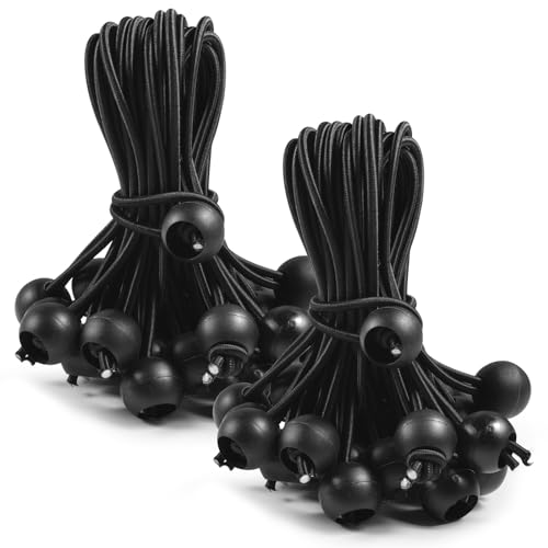 100/50PCS Spanngummis mit Kugel Planenspanner Gummispanner Zeltgummis Planengummi Befestigung Expanderschlingen mit Kunststoff-Kugel, Schwarz Zeltspanner für Planen Zelt Banner (15cm) (50) von Forhome