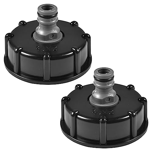 2 STK IBC Tankdeckel Adapter, IBC verbinder, IBC Container zubehör, S60x6, 1/2 Schnuller-Ventiladapter, Geeignet für den Anschluss von Gartenschläuchen, IBC-Wassertanks, Regenwassertanks usw von Forhome
