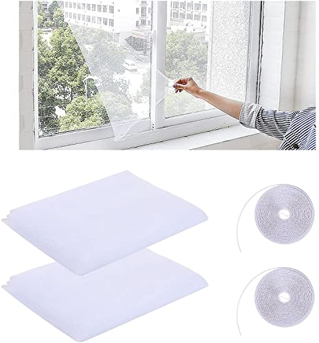 2 Stück Fliegengitter Fenster, 150x130cm Moskitonetze Fenster mit 2 Rollen Selbstklebend, Zuschneidbar Mückenschutz Fenster, Moskitonetze Fenster,Unsichtbares Fenstergitter Hält/Fliegen (Weiß) von Forhome