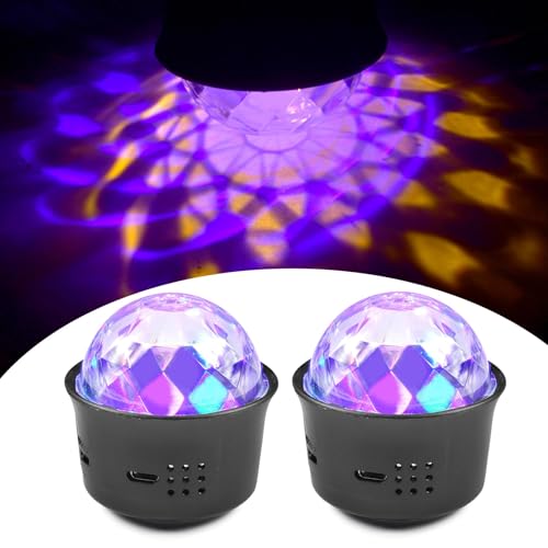 2 Stück Mini Discokugel Licht,Disco Lichter LED,Disco Lichteffekte 360° Rotierende,Tragbar Wiederaufladbar Discokugel für Partys Autoinnendekoration von Forhome