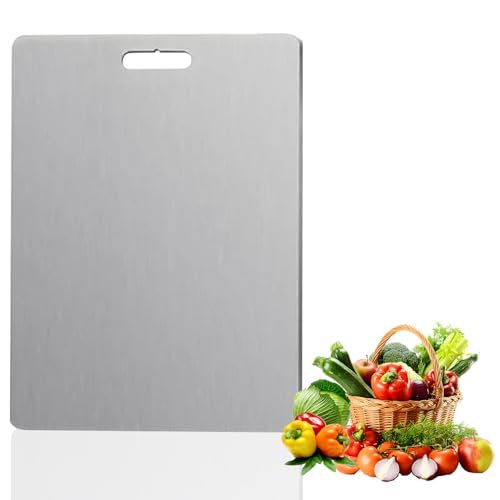 elstahl Schneidebrett，Edelstahl-Schneidebrett,Doppelseitige, Lebensmittelechte Edelstahl-Schneidebretter für Küchenarbeitsplatten von Forhome