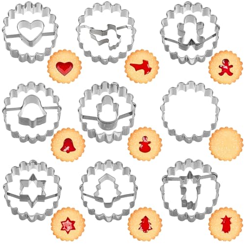 ForHome 9 Stück Weihnachten Linzer Ausstecher,Plätzchenausstecher Weihnachten,Edelstahl Keksausstecher,Mini Linzer Ausstecher, Ausstechformen für Plätzchen,Kekse und Fondant ForHome 9 Stück Weihnachten Linzer Ausstecher,Plätzchenausstecher Weihnachten,Edelstahl Keksausstecher,Mini Linzer Ausstecher, Ausstechformen für Plätzchen,Kekse und Fondant von Forhome