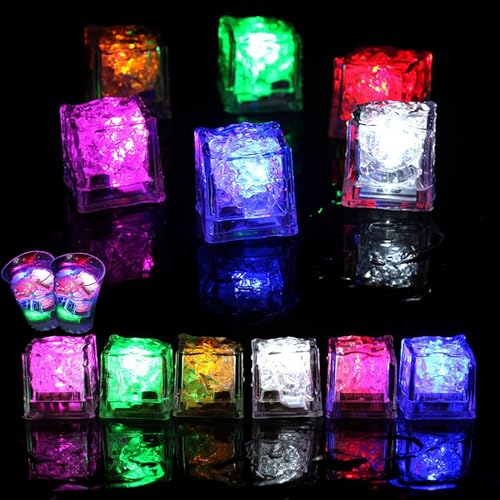 12 PCS LED Ice Cube,Leuchtende Eiswürfel mit Led Licht,Bunt LED Eiswürfel Dekoration Licht,Farbwechsel Blinkende Eiswürfel,Led Eiswürfel für Hochzeit,Party, Club und Bar von Forhome