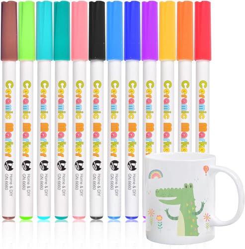 Forhome 12 Pcs Porzellanstift,DIY Keramikstift,Keramische Malstifte,Wasserdichter Keramikstift,Hand gezeichnet Keramikstift,Keramischer Farbstift,Nicht verblassende Keramikstift von Forhome