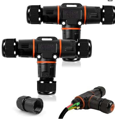 Forhome 2 Stück Kabelverbinder, wasserdicht IP68, 3-polig Erdkabel Verbindungsmuffe, T-Form Verteilerdose für Durchmesser 3-12 mm Kabeldurchmesser, Verteilerdose Outdoor wasserdicht für Outdoor Garten von Forhome