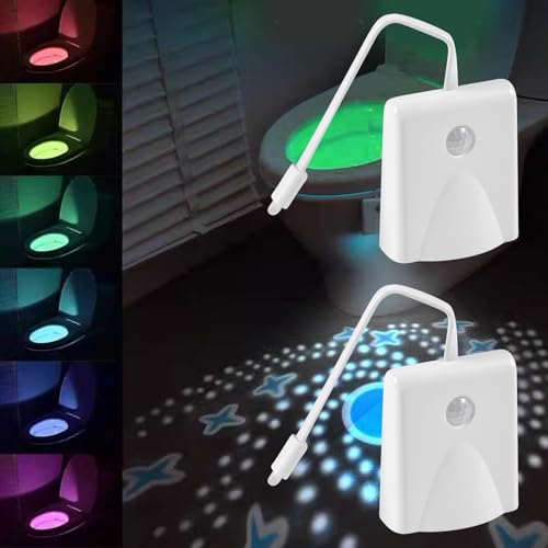 Forhome 2 Stück Toilette Licht Mit Projektor, Bewegungsmelder, USB Ladung, Wiederaufladbares LED-Nachtlicht für Toiletten von Forhome