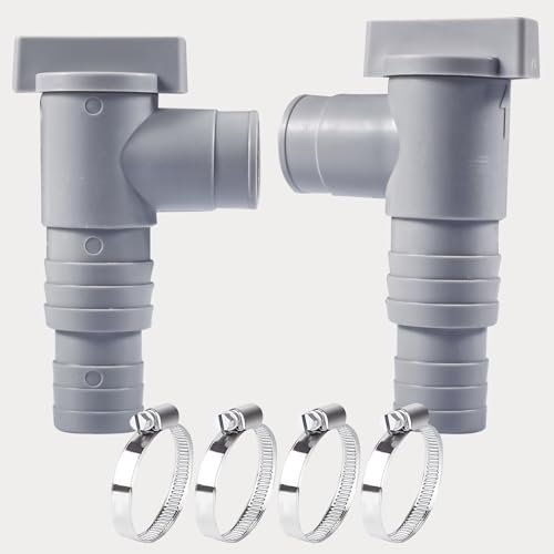 Forhome 2pcs Schlauchverbinder,Wartungshahn/Absperrhahn für Pools mit 32mm Schlauchanschluss,Absperrhahn Pool Pool Ventil absperrventil PVC Rohr Wartungs Pool zubehör mit 4X Schlauchklemmen von Forhome