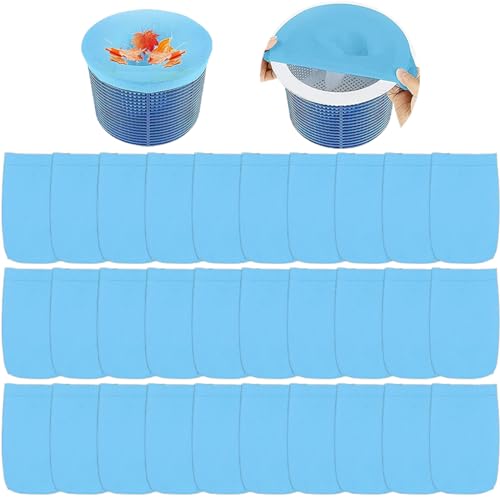 Forhome 30 Stück Pool Skimmer Socken, Skimmer Pool Zubehör Wiederverwendbar, Skimmer Filter Netz,Elastisches Nylon Filter Netz,Skimmerkorb Netz Skimmersocke Entfernt Blätter,Sand,Insekten und Haare von Forhome