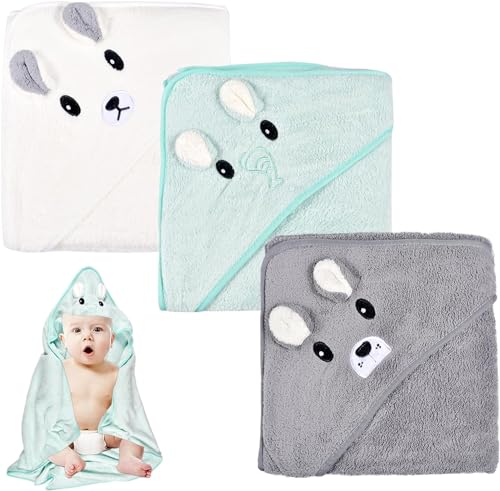 Forhome 3Pack Baby Handtücher Kapuze,80X80 cm Babybadetücher, Kapuzenhandtuch Baby,Baby Badetuch Babyhandtuch Mit Kapuze,Niedliches Baby-Kapuzenhandtuch Mit Muster Unisex 0-5 Jahre (B) von Forhome