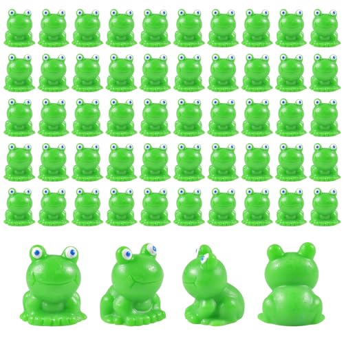 50 Stück Mini Harz Frosch, Frosch Figuren, Resin Figuren Miniatur, Grüne Frosch-Figuren, Mini Garten Frosch Ornamente für Fairy Garden Miniatur Moos Landschaft ﻿ von Forhome