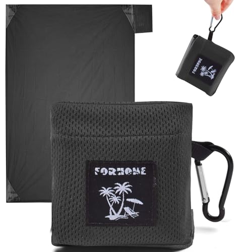 Forhome Mini Picknickdecke,Ultraleicht tragbare Stranddecke,Sandabweisende Kompakt Campingdecke,Outdoor Decke für Strand, Picknick,Camping und Wandern (Black,70 x 110 cm) von Forhome