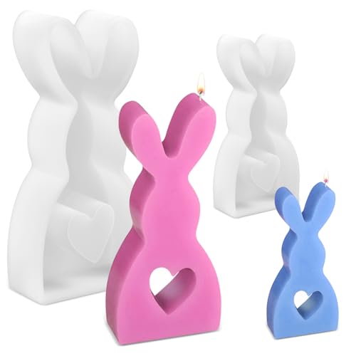 2 Stück Silikonformen Gießformen, Silikonformen Ostern, Kaninchen Silikonformen Ostern Hasenform für Ostern, Ostern Hase Backform, Osterhase Silikonform for Gips, Sojawachs Kerzen von Forhome