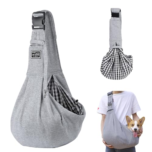 hundetragetuch, Tragetuch Hund Verstellbar, Tragekraft bis 10kg – Angenehm, einstellbar, Verwendet für Outdoor-Aktivitäten mit Hunden und Katzen, Wochenendausflüge und Spaziergänge (Asche) von Forhome