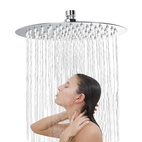 8 Zoll Regendusche Duschkopf, Regenduschkopf aus Edelstahl, 304 Edelstahl Regenduschkopf, Verstellbarer Kopfbrause, Runder Duschkopf Regendusche von Forhome