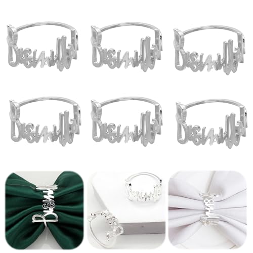 Serviettenringe Silber Forhome 6 Stück Serviettenringe Set Metall Serviettenringe Letter Metall Serviettenring Set Für Ramadan Deko,Hochzeit, Party,Bankett,Ramadan,Erntedankfe von Forhome