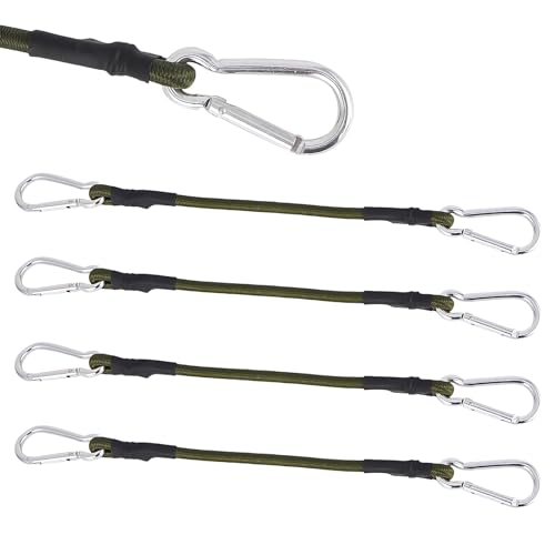 Spanngummi mit Karabiner,4PCS Outdoor Bungee Cords Carabiner Expander mit Karabinerhaken Robuster Gummispanner mit Haken Gepäckspanner Set Vielseitiger Gummibänder für Sonnensegel,Garten,Fahrrad,Auto von Forhome