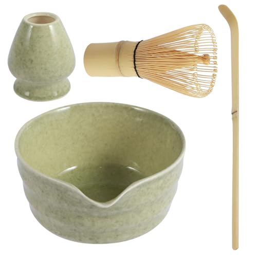 Matcha-Schneebesen-Set, Matcha-Tee-Zeremonie-Set, wiederverwendbar, Matcha-Herstellungs-Set mit Keramik-Matcha-Schüssel, Matcha-Schneebesen, Halter, Bambus-Matcha-Schneebesen und Schaufel, 500 ml, von Jetcloud