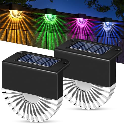Forlivese 2 Stück Solarlampen Für Außen Wand Garten, RGB 7 Farben 2 Lichtmodi Zaun Beleuchtung, IP65 Wasserfest Solar Wandleuchte Aussen, Solar Zaunleuchten Für Garten Dekoration, Treppe, Wege von Forlivese