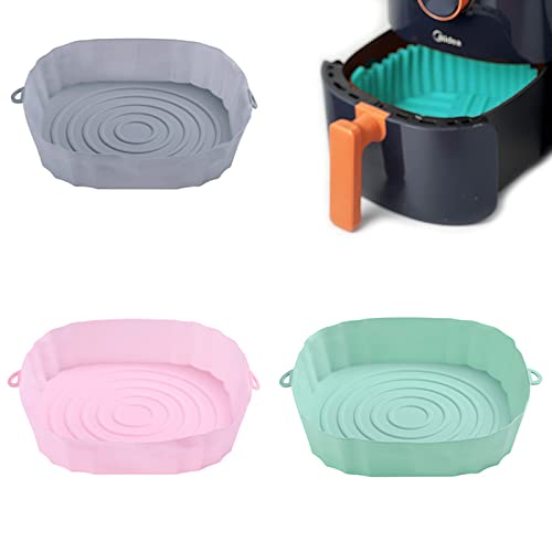 3 Stück Air Fryer Silicone Pot, Air Fryer Accessories, Weich und Nicht Klebrig, Universelles Zubehör für Luftfräsen von Forlush