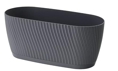 Blumentopf Mika 27 mit Untersetzer | Anthrazit von Form Plastic