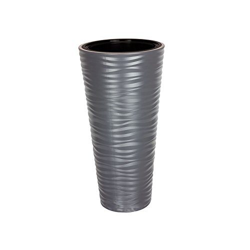 Form Plastic Blumentopf Blumenkübel Einsatz anthrazit Struktur gewellt Glanz H 68,5 cm Sahara von Form Plastic