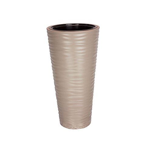 Form Plastic Blumentopf Blumenkübel Einsatz beige Struktur gewellt Glanz H 68,5 cm Sahara von Form Plastic