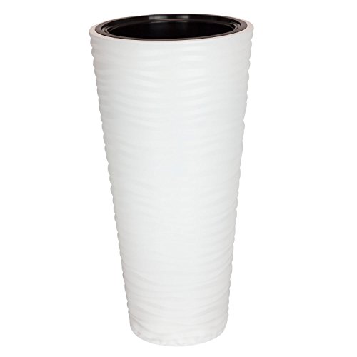 Form Plastic Blumentopf Blumenkübel inkl Einsatz Weiss Struktur gewellt H 78,5 cm Sahara von Form Plastic