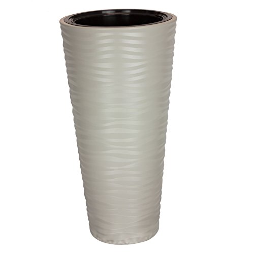 Form Plastic Blumentopf Blumenkübel inkl Einsatz grau Struktur gewellt Glanz H 78,5 cm Sahara von Form Plastic