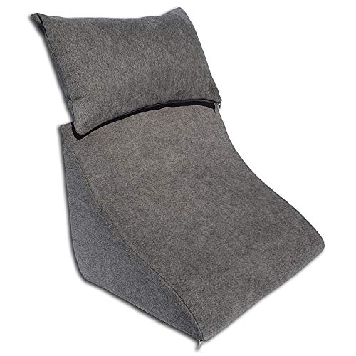Formalind Lesekissen-Set für Bett und Sofa – Ergonomisch geformtes Keilkissen Plus kuscheliges Sofakissen zum Lesen, Fernsehen und Entspannen (dunkelgrau) von Formalind
