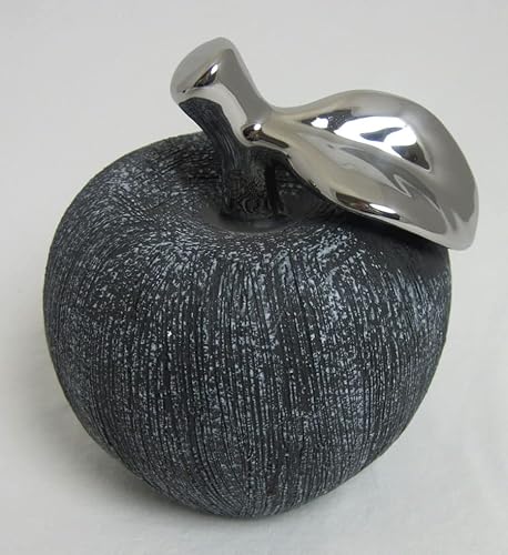 Deko Apfel 11 cm Anthrazit Silber grau von formano