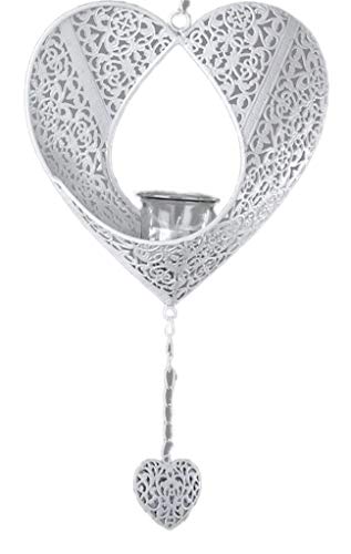 formano Deko Hänger Herz 'Prado' mit Teelichthalter, 22 cm, weiß von formano