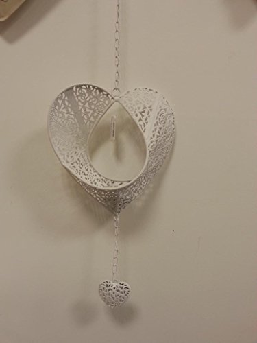 Deko Hänger Herz 'Prado' mit Teelichthalter, 32 cm, weiß von formano