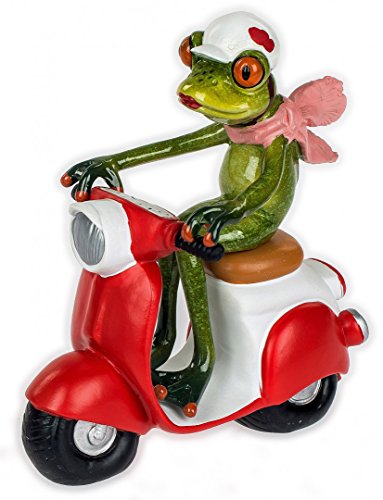 formano lustige Frösche Figur Frosch auf Roller Silber Poly 16 cm von formano