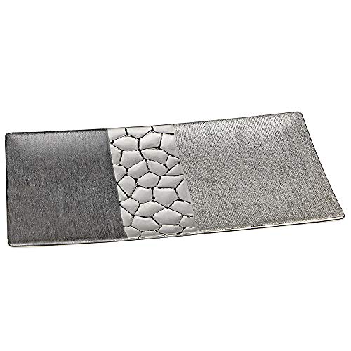 Formano Deko-Teller aus Keramik, Länge: 39 cm, Breite: 17 cm, Silber-Grau, 1 Stück von formano