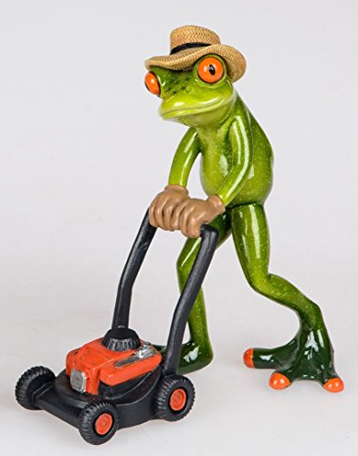 formano lustige Frösche Figur Frosch mit Rasenmäher Poly 16 cm von formano