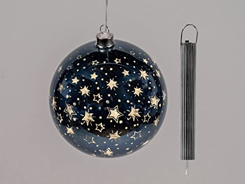 Formano Kugel hängend Deko Nightfire - dunkelblau mit Gold, mit Timer Weihnachten Dekoration Fenster Schmuck (10) von formano